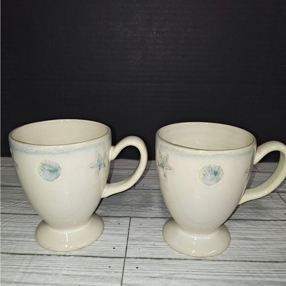 Home Studio Shoreline Collection Footed Mugs Seashells Nautical Beach Ocean - Picture 3 of 8